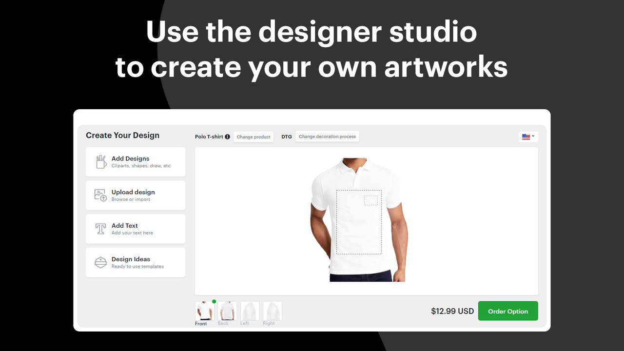 Use the designer studio to create your own artworks