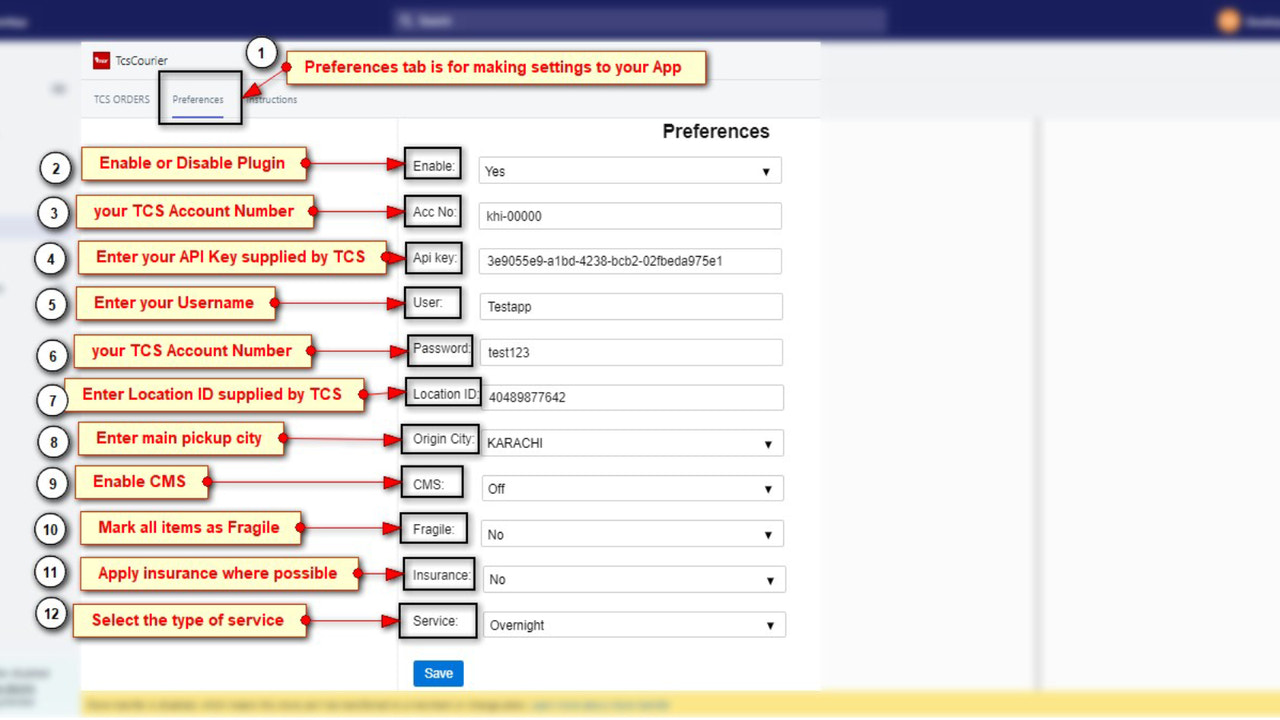 Configurações para o seu aplicativo