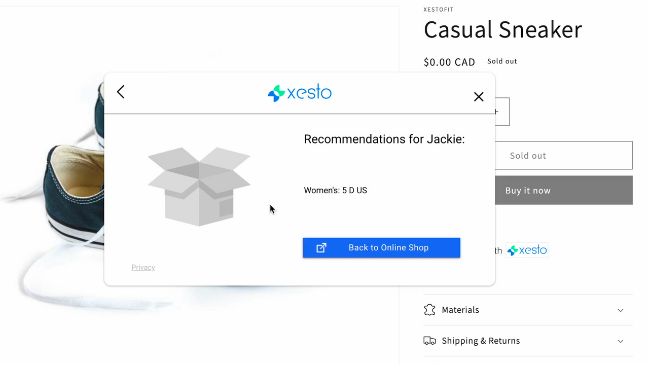 Get exact sizing recommendations on your product page