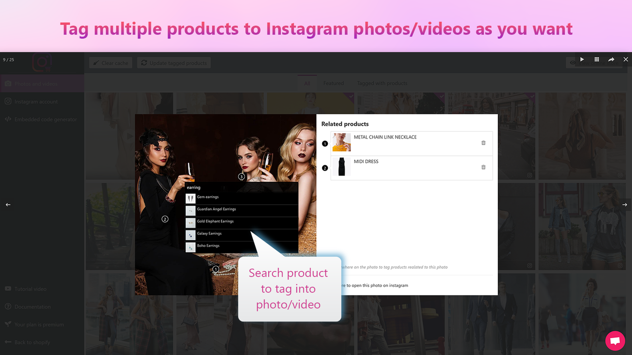 Backend: Etiquetar productos en fotos y videos de Instagram