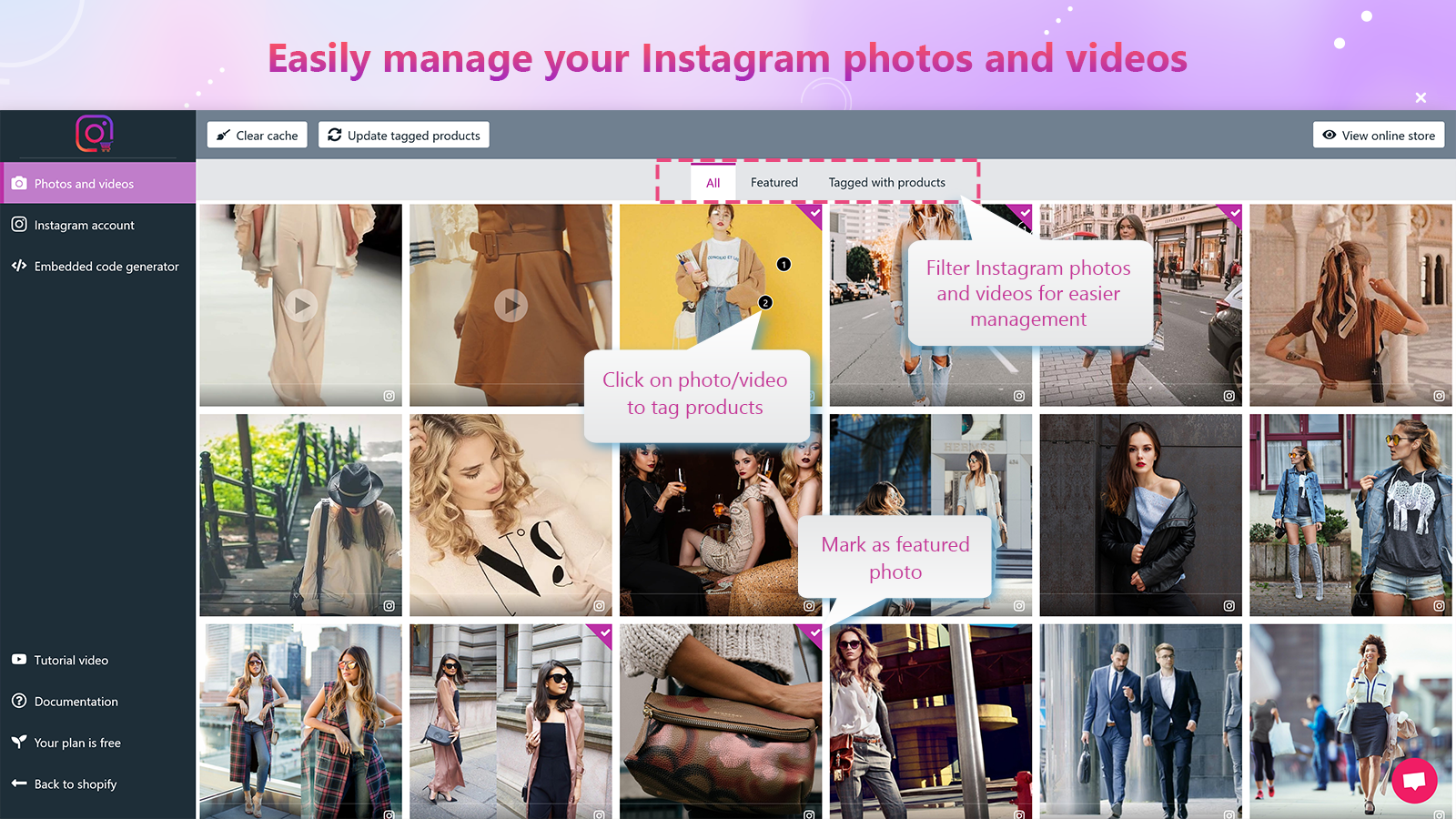 Backend: Verwalten von Instagram-Fotos & -Videos