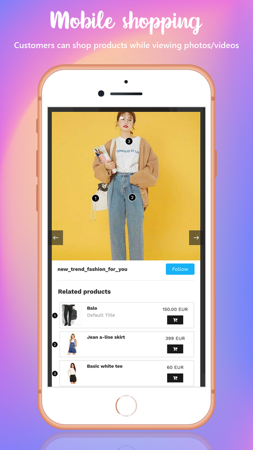 Shop while browsing photos & videos on mobile