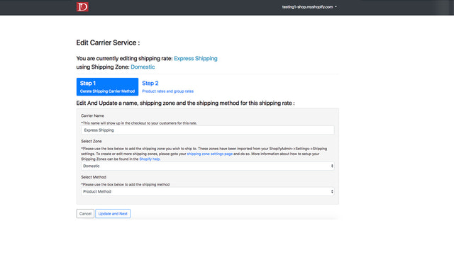 Choose Shipping method Options  By products or by Total