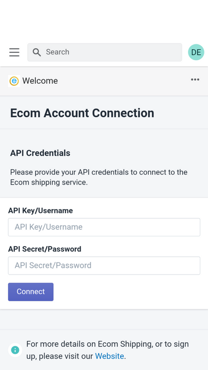 Enter credentials to connect with our service