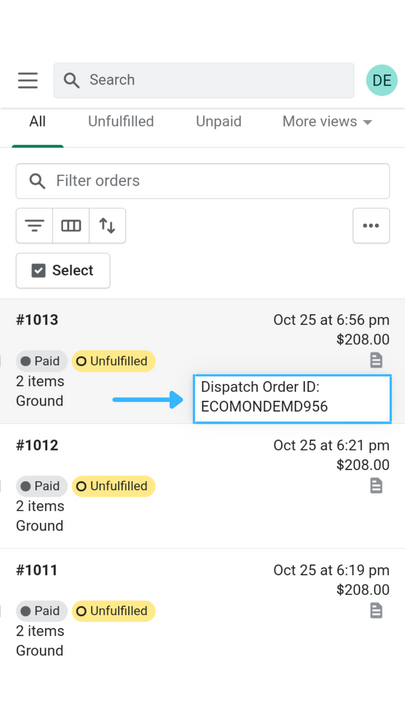 Visa beställningar från din instrumentpanel