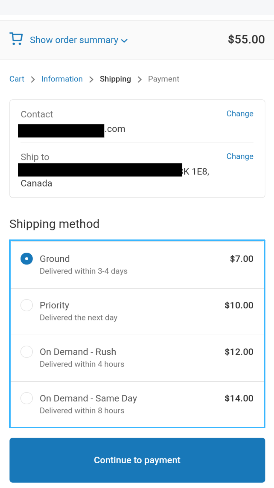 Ecom Shipping Screenshot