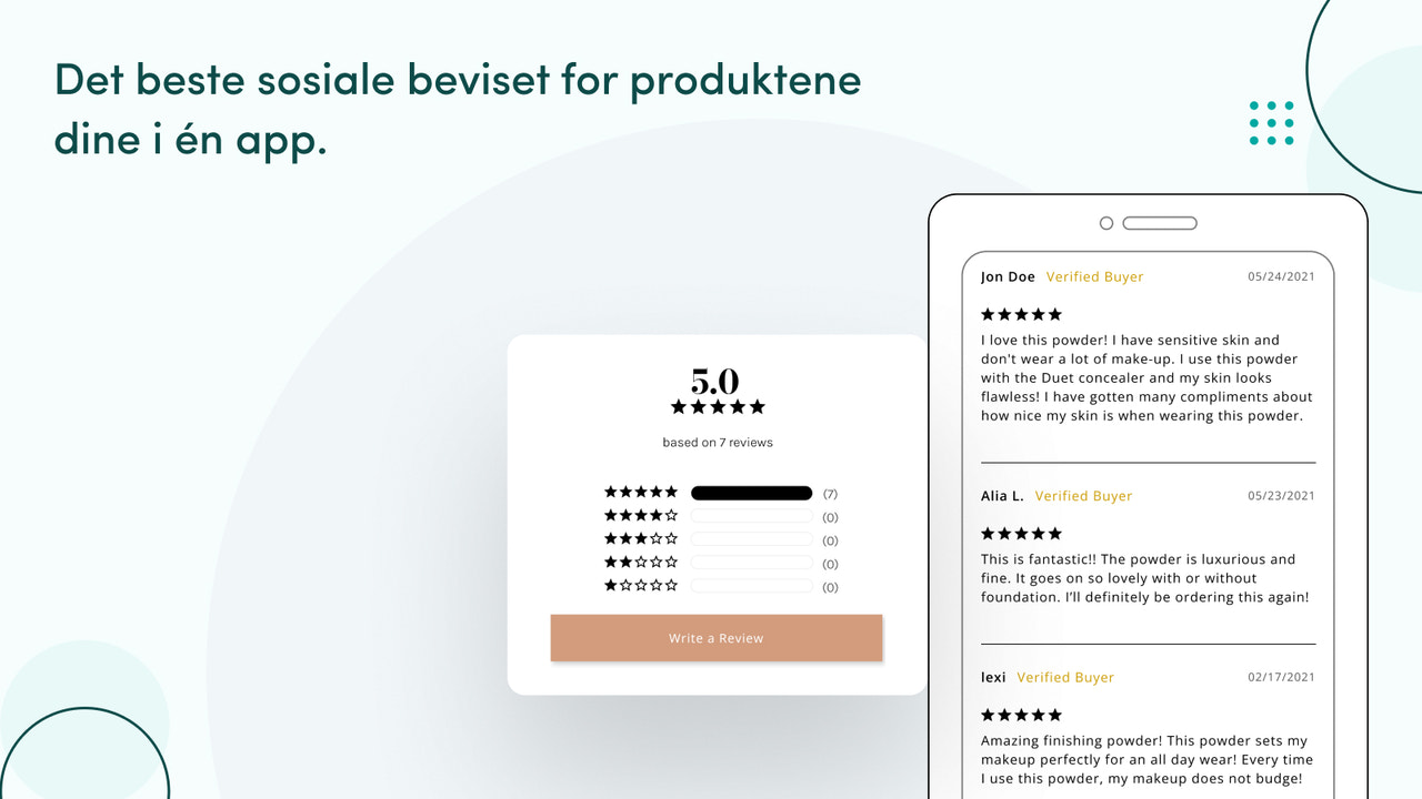 Sosiale bevis butikken din trenger i form av produktanmeldelser.