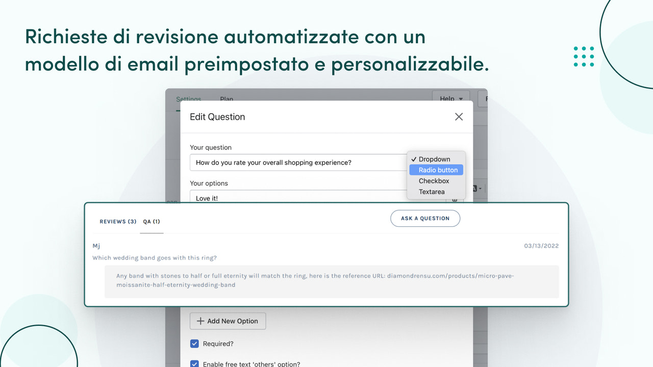 Auto le richieste di recensioni con preset di e-mail.