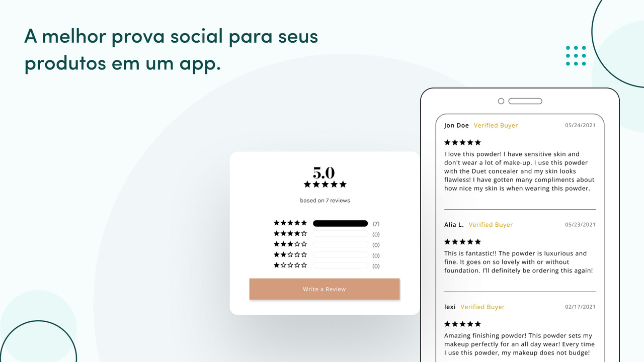 Prova social de como sua loja é essencial pelos produtos.