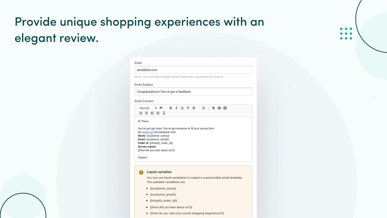 Elegant review designs provide unique shopping experiences.