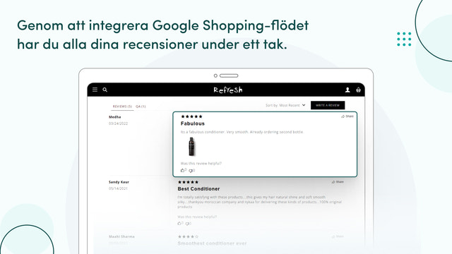 Google Shopping feed samlar dina recensioner på samma plats.