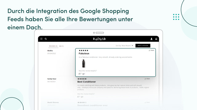 Google Shopping-Feed sammelt alle Bewertungen unter einem Dach.