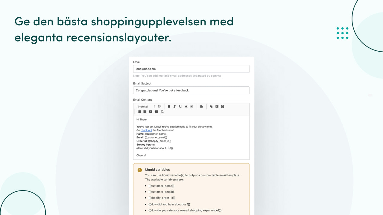 Elegant design för recensioner ger unika shoppingupplevelser.