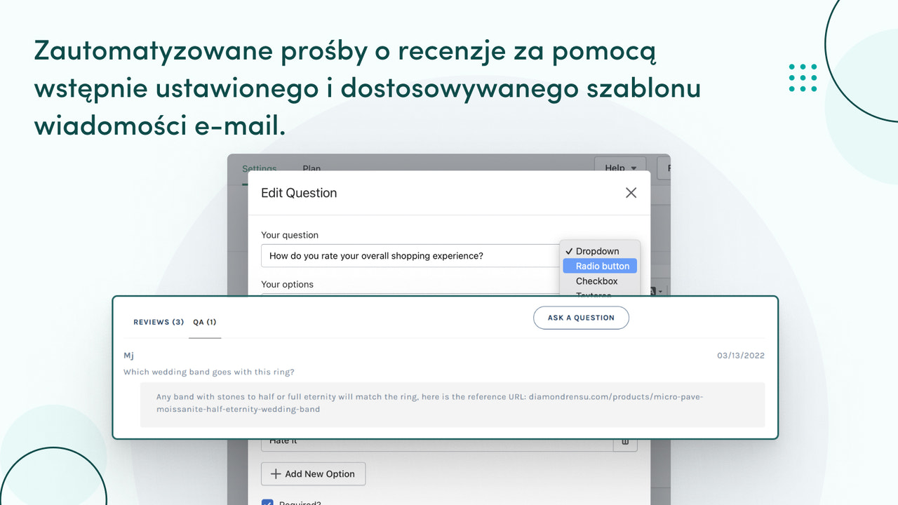 Automatyczne prośby o recenzję z szablonami e-mail.