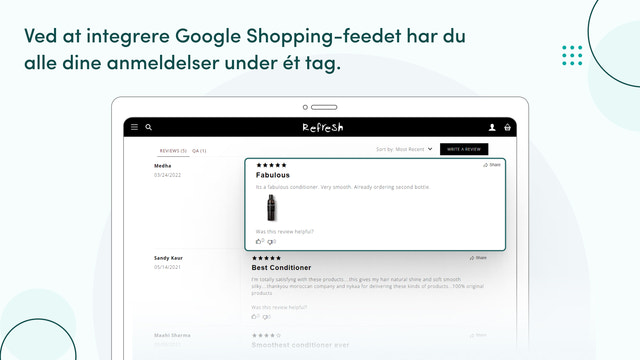 Google Shopping-feed samler alle dine anmeldelser under ét tag.