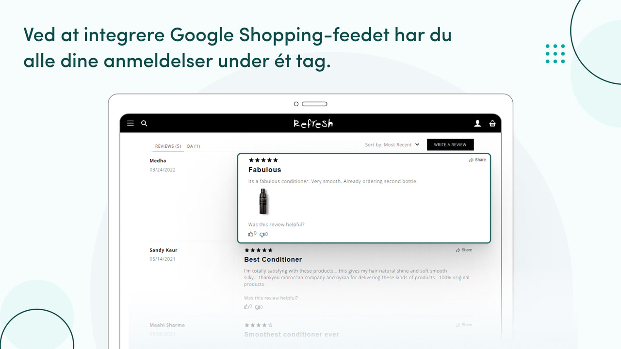 Google Shopping-feed samler alle dine anmeldelser under ét tag.