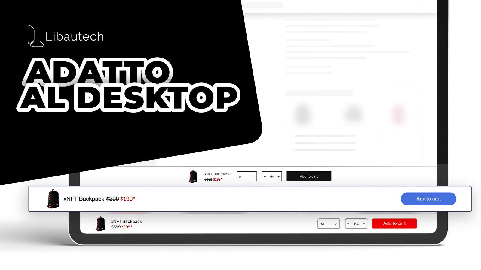 "Design del pulsante sticky Aggiungi al carrello per desktop
