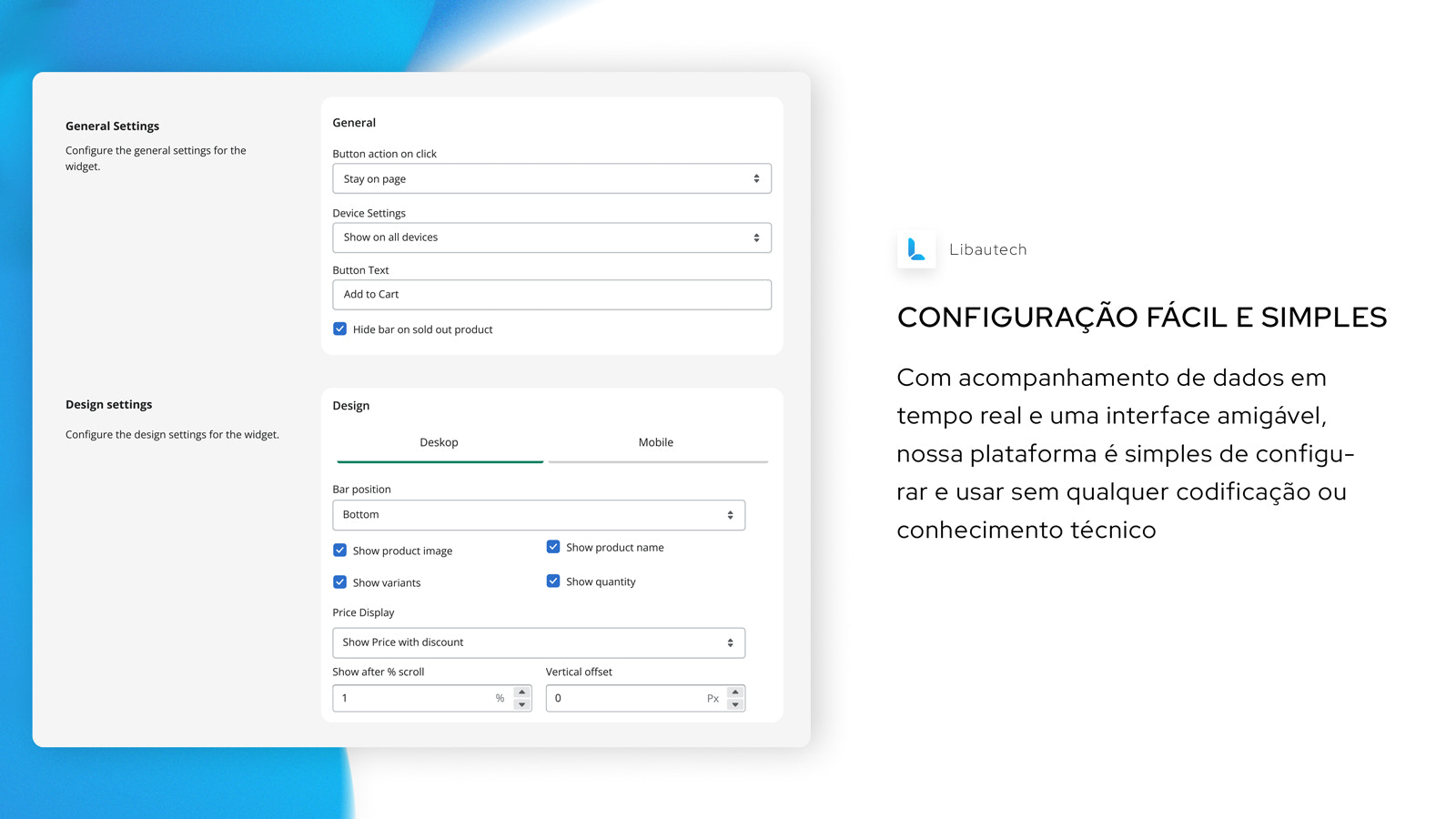 Configuração fácil e simples