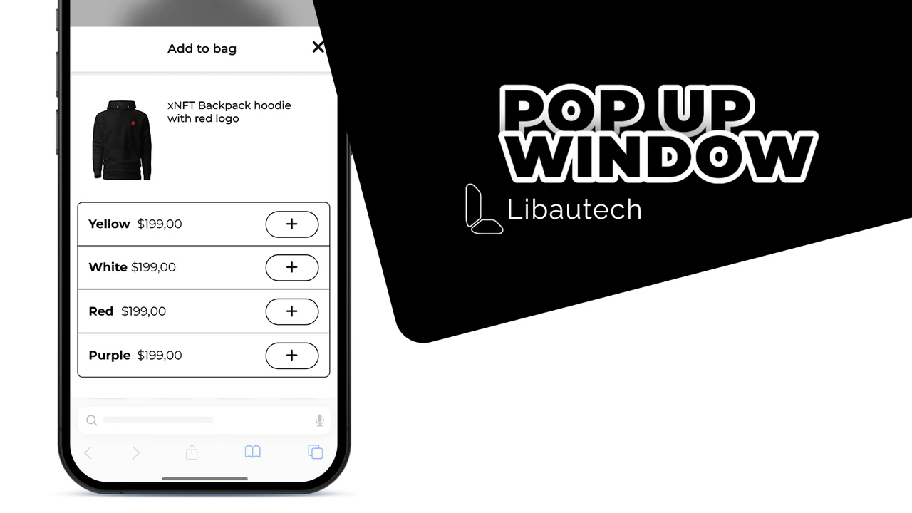 Popup window for variant selection