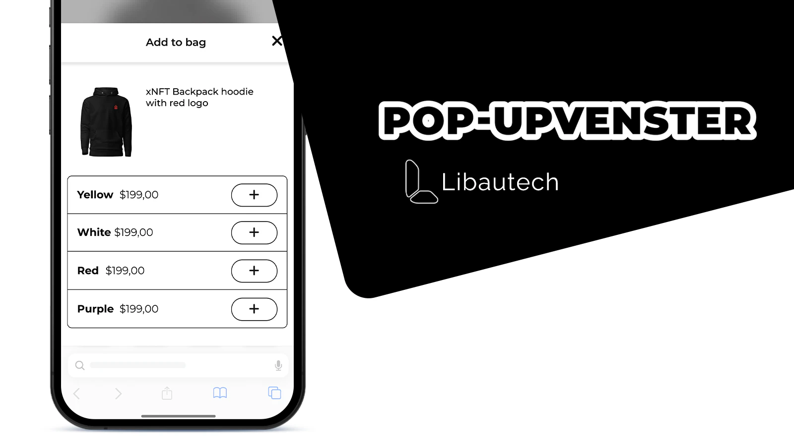 Pop-up variant selector