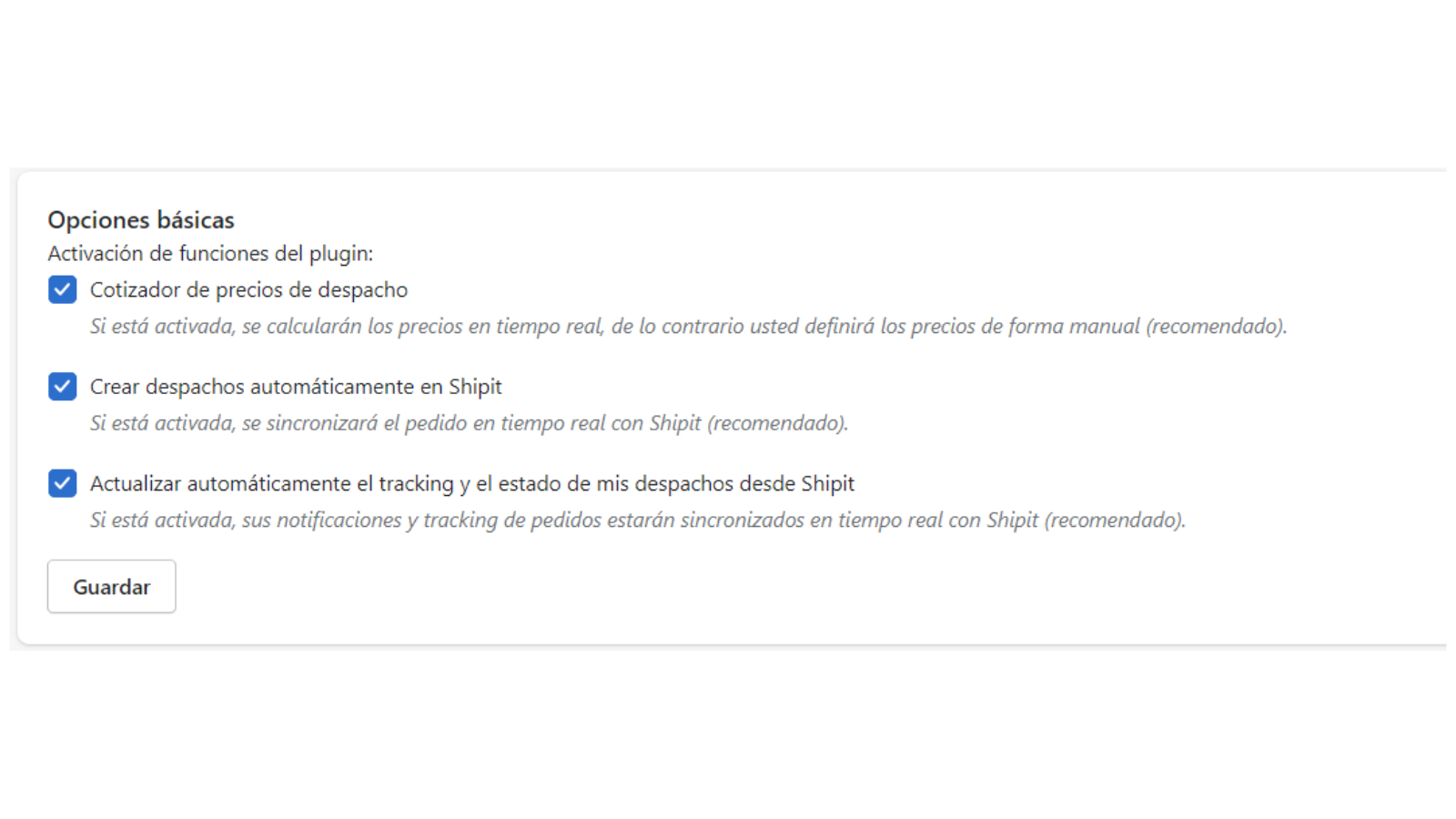 Shipit Packing Configuration.