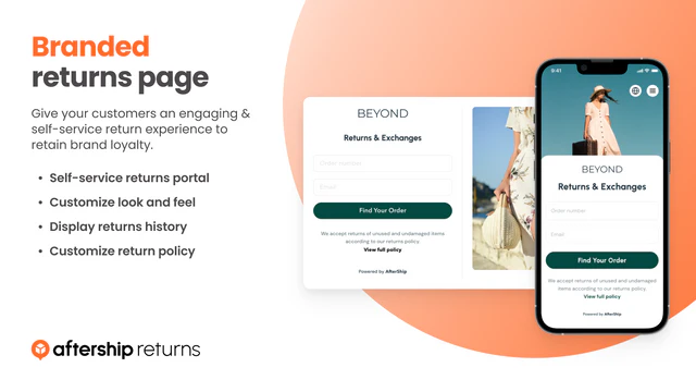 Page de retours de marque personnalisable en libre-service