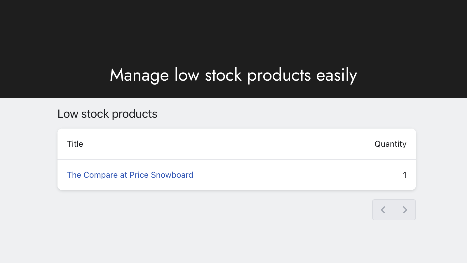 Manage low stock's products easily