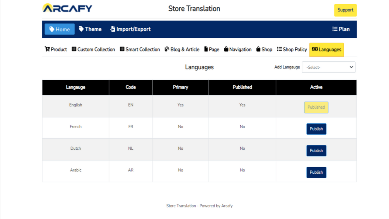 Configuración de idioma