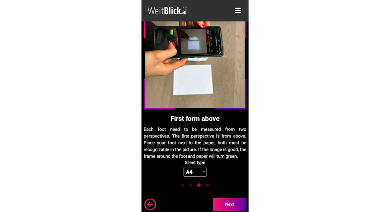 Weitblick.ai ‑ Get Your Size Screenshot