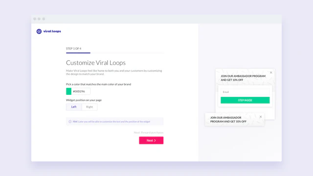 Viral Loops Shopify onboarding