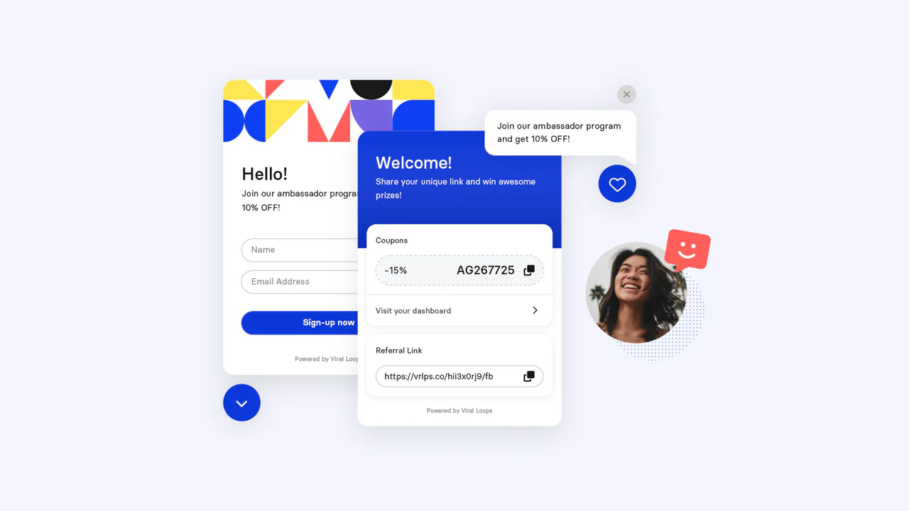 Viral Loops Referral Marketing widget voorbeeld