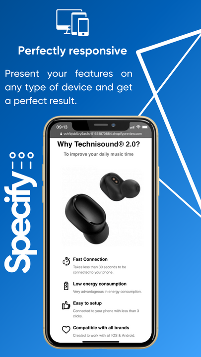 Specify zeigt Spezifikationen Ihrer Produkte mit Responsive an