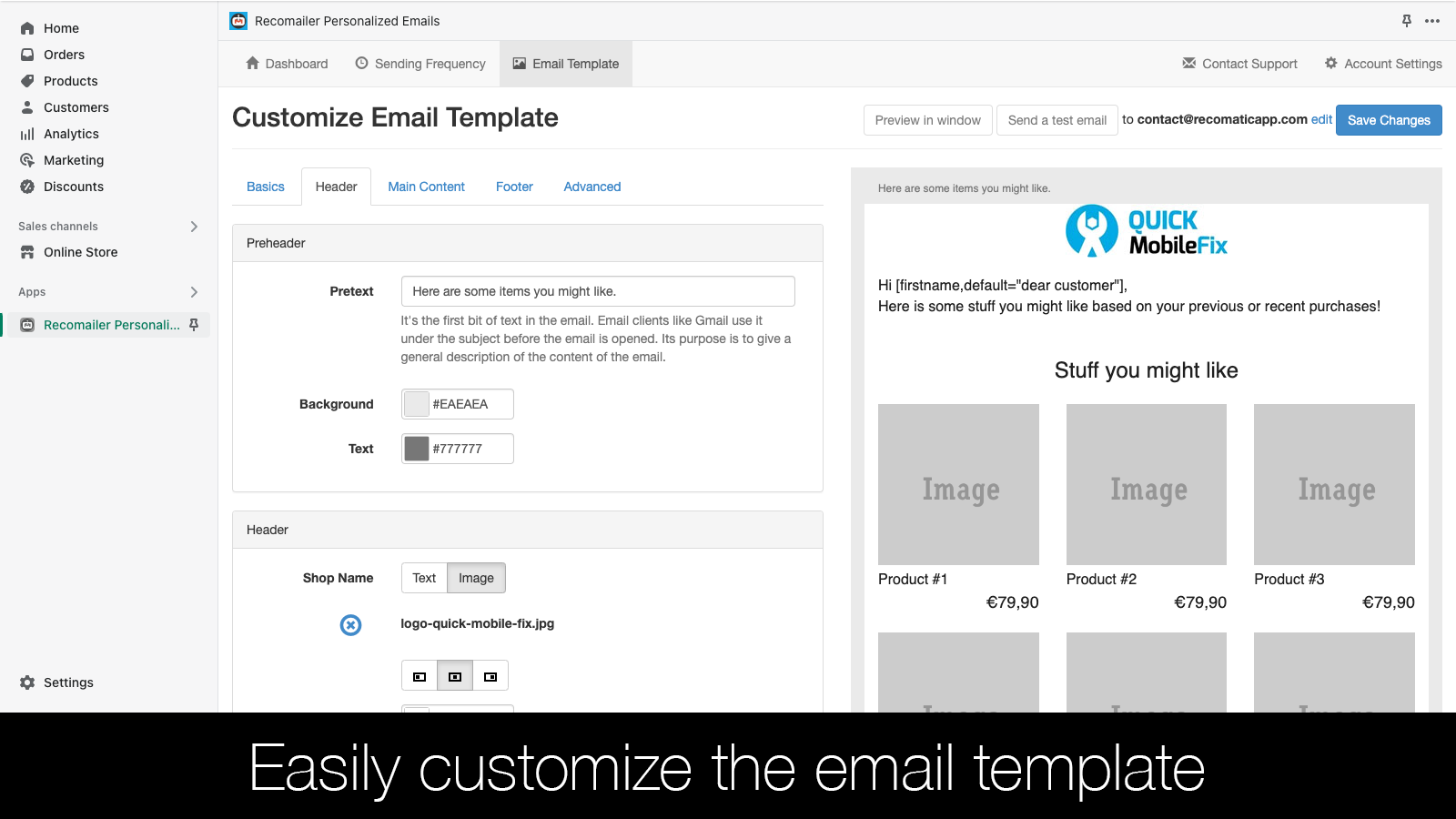 Recomailer Personalized Emails Screenshot