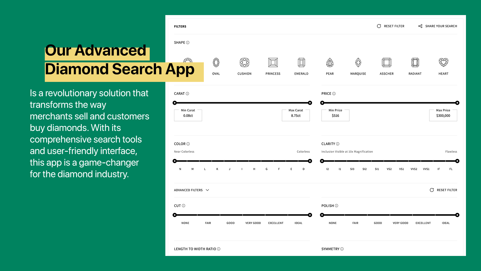 Notre application de recherche avancée de diamants est une solution révolutionnaire