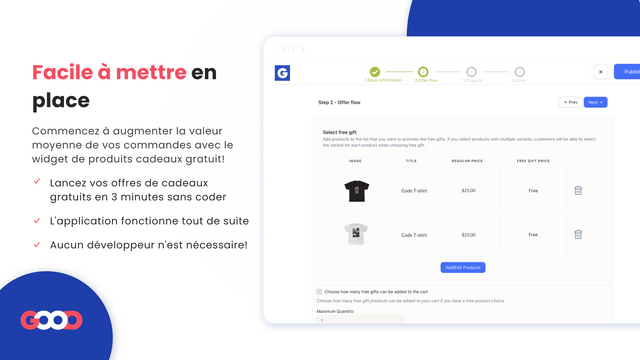 facile à configurer cadeaux gratuits