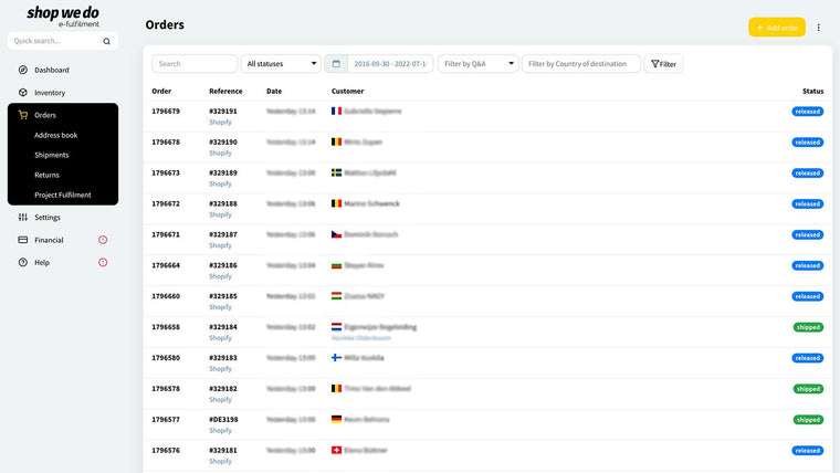 ShopWeDo e‑fulfilment Screenshot