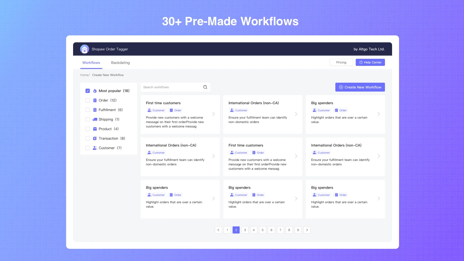 Auto order tagging workflow skabeloner