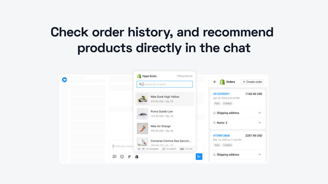 Überprüfen Sie die Bestellhistorie und empfehlen Sie Produkte direkt im Chat
