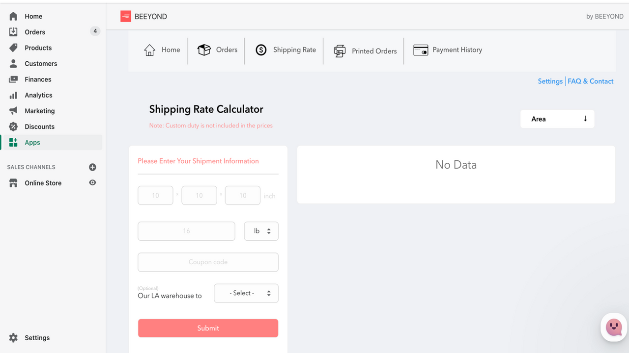 Calculate your international shipping rates