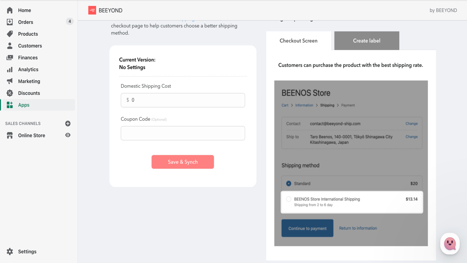 Sync your domestic shipping rates with your international rate