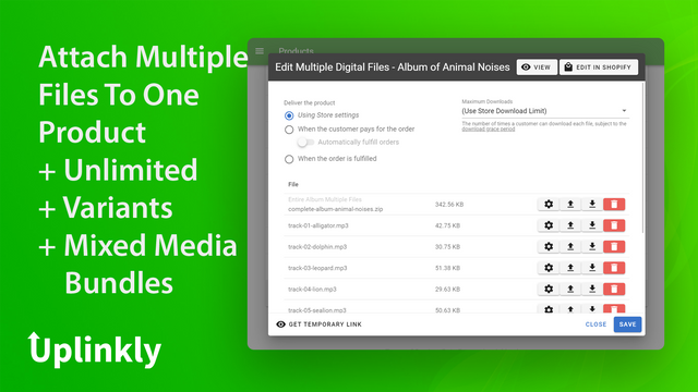 Ajoutez plusieurs fichiers, variantes physiques et numériques et médias mixtes