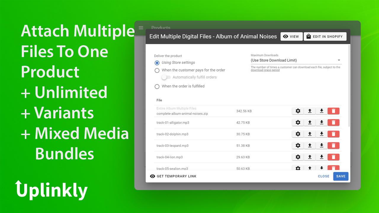 Ajoutez plusieurs fichiers, variantes physiques et numériques et médias mixtes