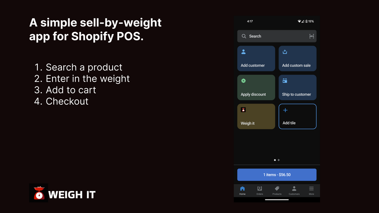 Eine einfache Verkauf-nach-Gewicht-App