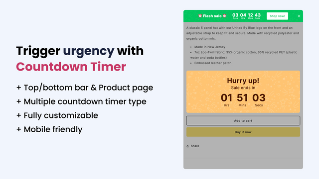 Trigger urgency with countdown timer
