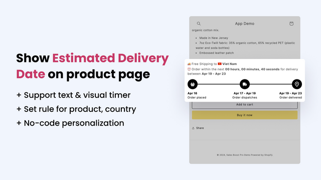 Show Estimated Delivery Date on product page