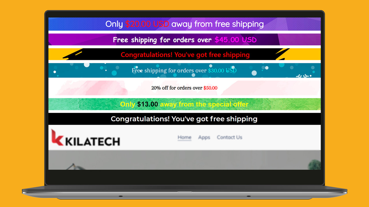 KILATECH Free Shipping Bar Screenshot