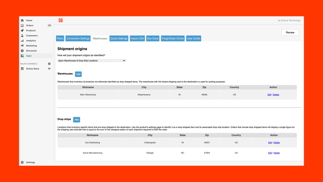 Configuraciones de Almacén