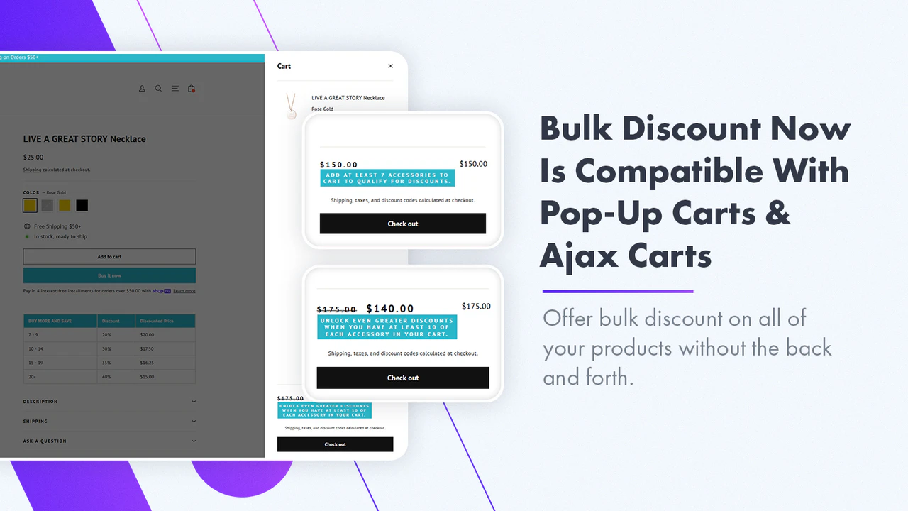 Quebra de quantidade compatível com carrinhos Ajax 