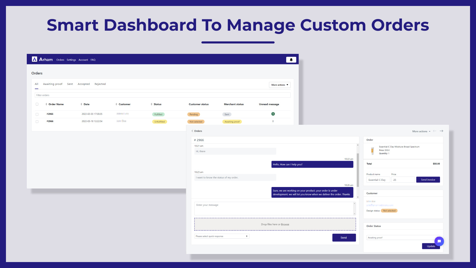 Tableau de bord intelligent pour gérer les commandes personnalisées