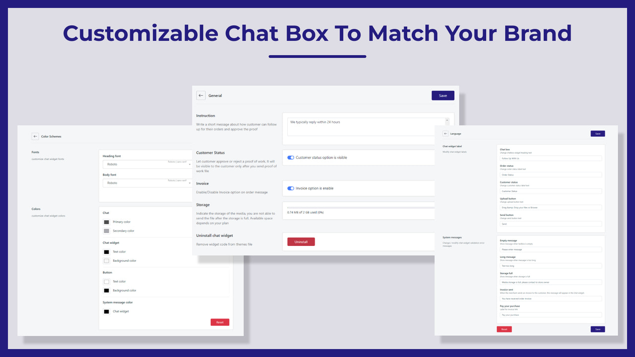 Anpassbare Chat-Box, die zu Ihrer Marke passt